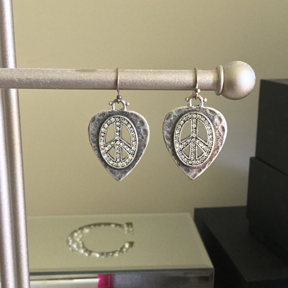 Lucky Brand piece sign guitar pick earrings